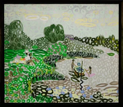 Оригинал картины «Дети с лодкой. Елец» художника Юрия Косаговского, 1992 год, стиль рондизм.