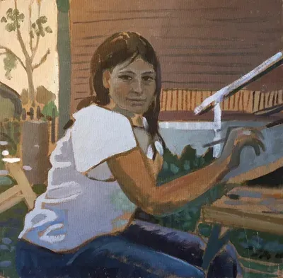 yuri-kosagovsky-portret-hudozhnika-i-poeta-leny-kots-1980-karton-maslo