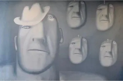 "Олег Целков. Прогулка. 2003. Холст, масло. 245х350 см. Авангардный нонконформизм"