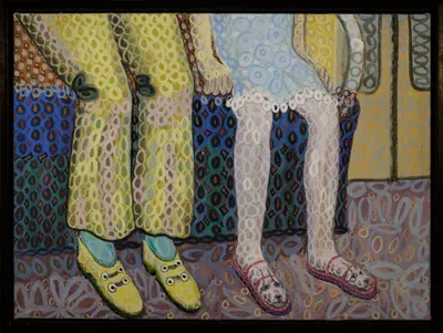 Картина Юрия Косаговского Ноги (1992, холст, темпера, лак, 60х80 см) — стиль космический рондизм и андеграунд в галерее ARTMAISON