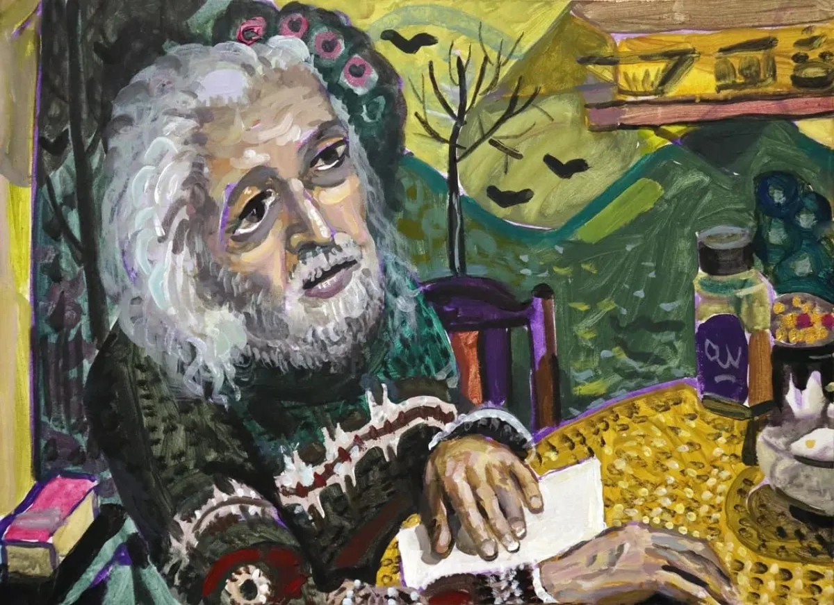 Юрий Косаговский Портрет художника Мильвара Шамсиева 1989 живопись советского андеграунда Малая Грузинская 28 московский рондизм
