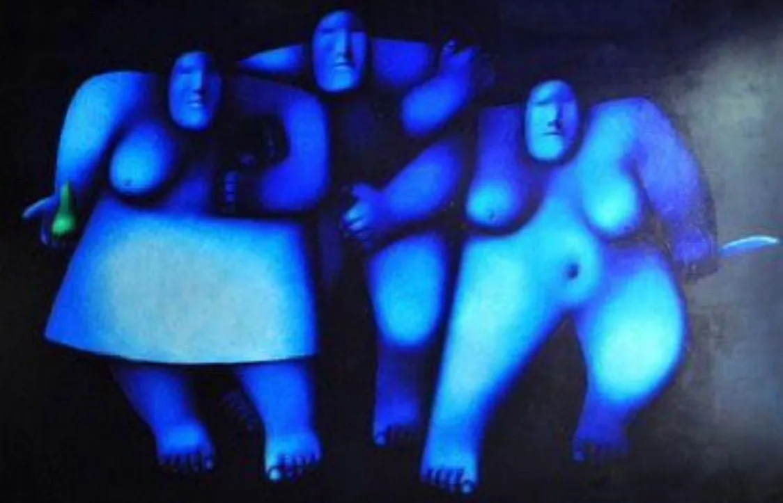 "Олег Целков. Прогулка. 1992. Холст, масло. 285х400 см. Авангардный нонконформизм"