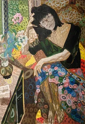 Картина Юрия Косаговского Таня у окна (1993, холст, масло, 120х86 см) — космический рондизм, портрет Татьяны Ли, елецкий цикл в галерее ARTMAISON