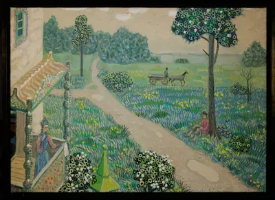 Картина Юрия Косаговского Царевна Несмеяна (1985, холст, масло, 60х80 см) — стиль космический рондизм и сказочный сюжет в галерее ARTMAISON